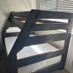Custom-Built TWIN over FULL Bunk Bed w/ Mattresses