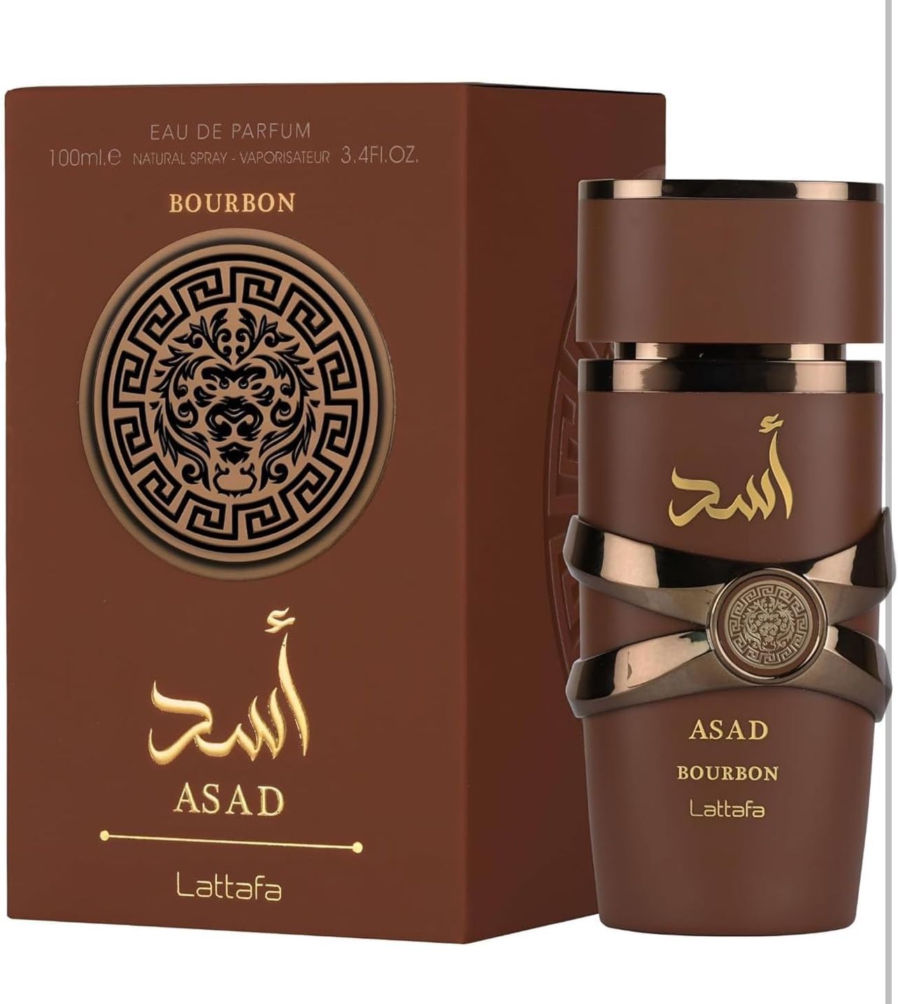 Lattafa Asad Bourbon for Unisex Eau de Parfum Spray, 3.4 Ounce / 100 ml