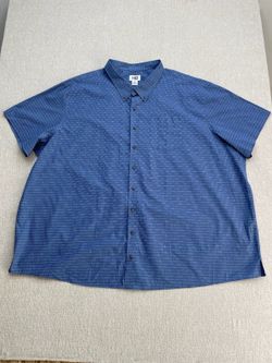 HB Men's 5XL Blue Short Sleeve Button-Up Shirt