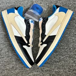 Size 10.5 - Jordan 1 Retro x Fragment Design x Travis Scott Low Blue