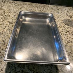 Large Stainless Steel Food Tray 21 By 13 By 3 Inches Deep, Has Thick Construction, Rolled Lip To Fit In Racks, 9 Qts. Capacity. 18-10 Stainless Steel