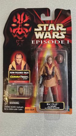 Vintage Hasbro Star Wars Episode 1 - Ric Olie w/Helmet & Naboo Blaster Figure