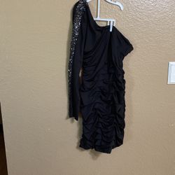 Black Dress With One Sparkle Sleeve Size Medium