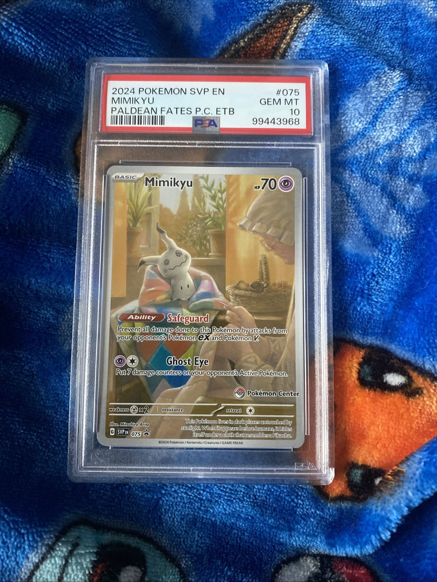 2024 POKEMON SVP EN PALDEAN FATES POKEMON CENTER ETB #075 MIMIKYU PSA 10