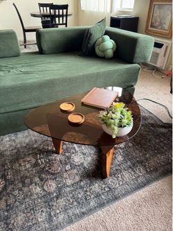 Amber glass coffee table