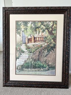 Large 40x48“Courtyard by Provence” framed print by Roger Duvall