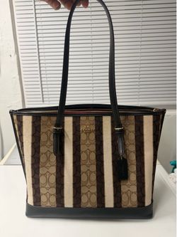 Authentic Coach Signature Stripe Tote Bag