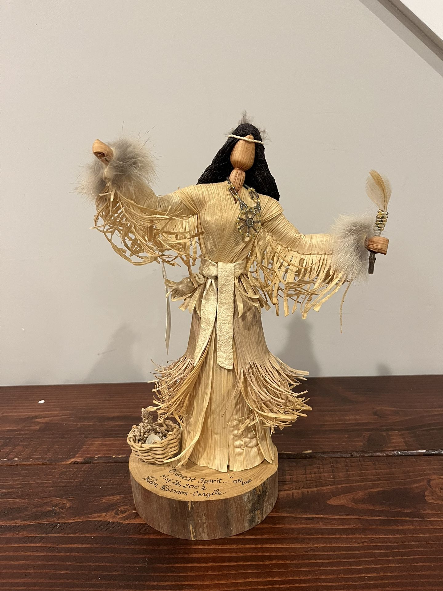 Helen Harmon Folk Native American Indian Cornhusk Doll Figure Great Spirit 2002