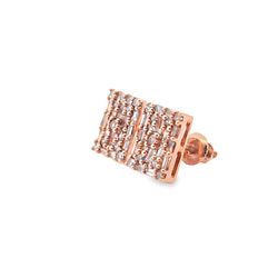 10k Rose Gold Diamond Earrings with Square Brilliant Cut 0.54 ctw