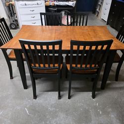 Modern Cherry / Black Dining Room Table Set