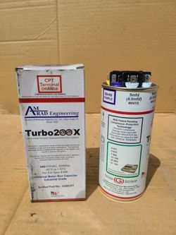TURBO CAPACITOR 200X. I HAVE ANY SIZE ON CAPACITORS CONDENSER AND BLOWER MOTORS.
