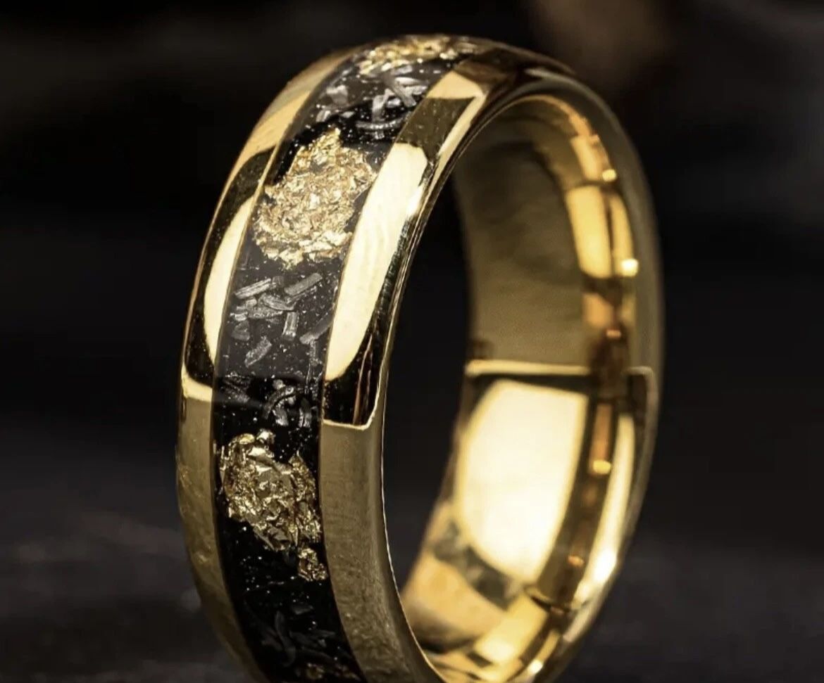 Gold Stainless Steel Wedding Ring Available In Size 7-13