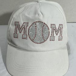 Baseball Mom White Hat 