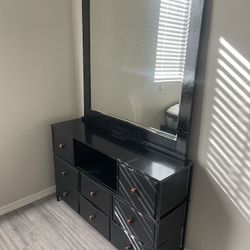dresser and mirror