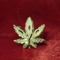 10k Gold Marijuana Cannabis Wide Top Ring