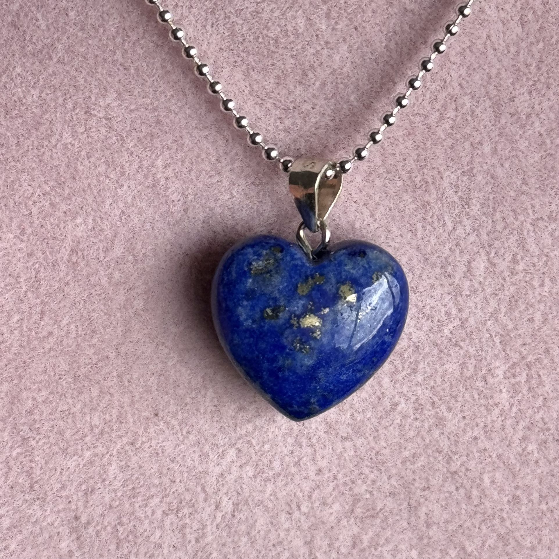 Lapis Lazuli Heart π 925 Sterling Silver Necklace 16 in