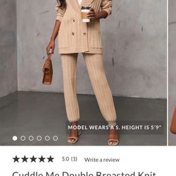 Vici Collection Beige Cable Knit Double Breasted Pant Set