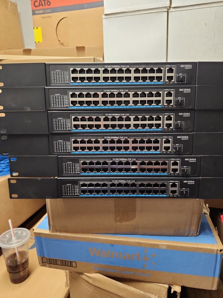 (6) 24 Port Poe Switches Gigabit