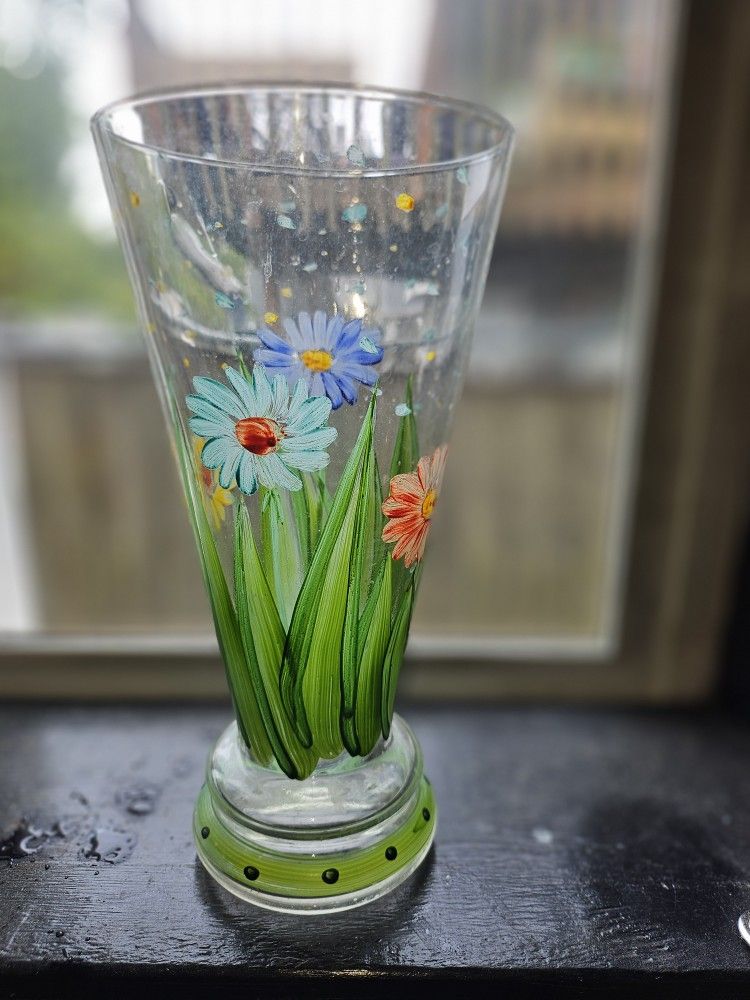 Handpainted Glass Vase Well Done