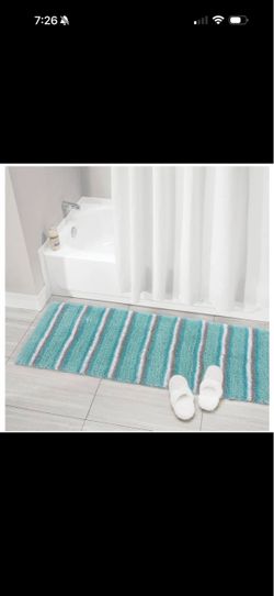 Home Weavers Microfiber Bath Rug, Non-Slip, Machine Washable, 20" x 54", Aqua