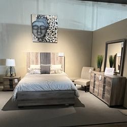 Queen Bed Frame, Dresser, Mirror And Nightstand 