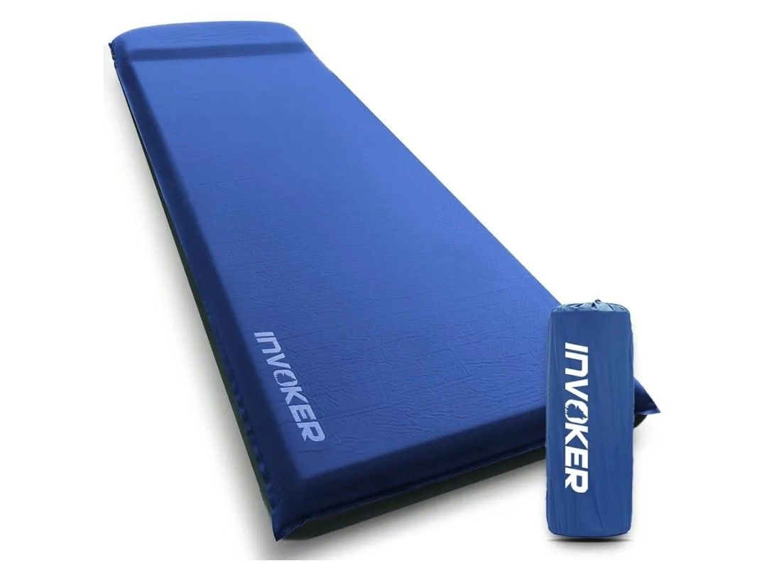 9815: New INVOKER 3.15" Camping Sleeping pad, Ultra-Thick Elasticity Foam Fast Self-Inflating 4-Season Insulated Durable Camping Mat Air Mattress