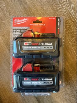 Milwaukee M18 18-Volt Lithium-Ion High Output 6.0Ah Battery Pack (2- Pack)