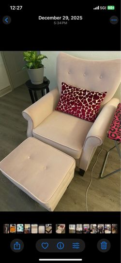 Pink chair and ottoman