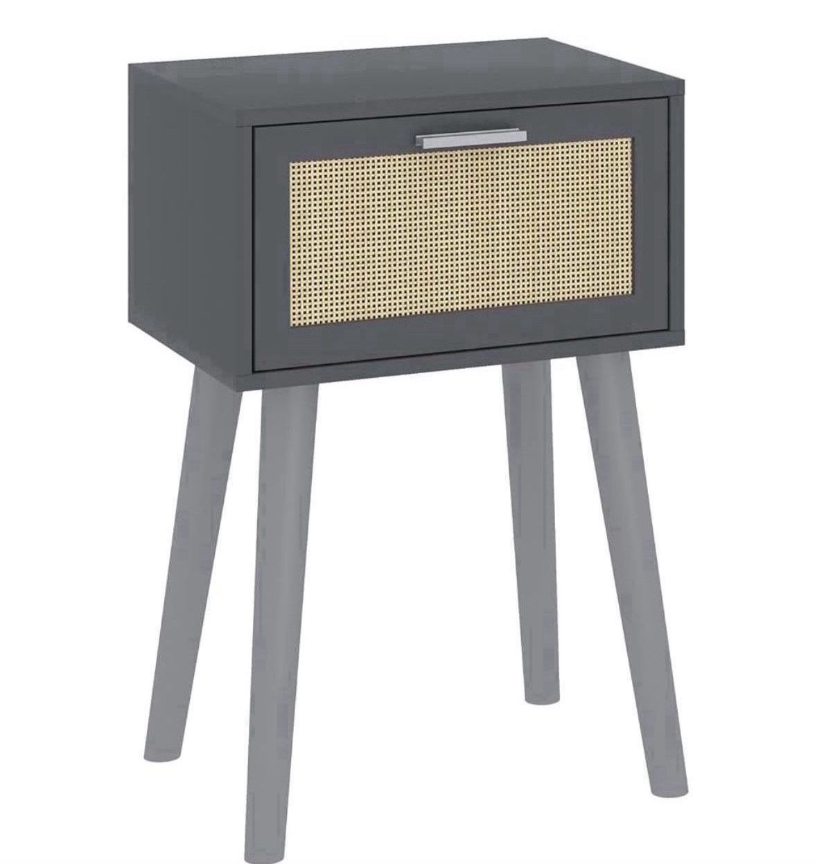 Small End Table with Rattan Door