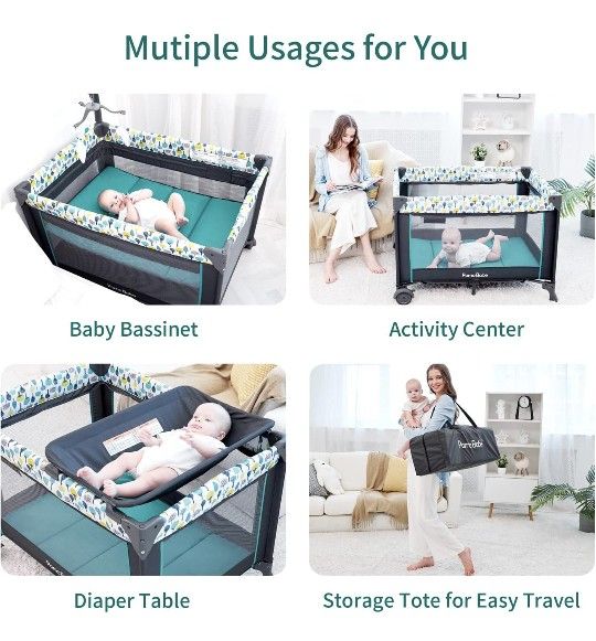 NEW Pamo Babe Pack n PLAY Portable Crib Bassinet Changing Table