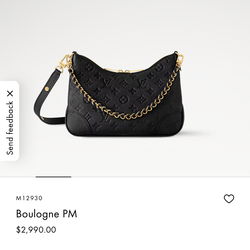 Black Boulogne PM Crossbody Should Bag Purse 16x9.5x29cm