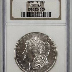 1881 S Morgan Silver Dollar Ngc MS63 Graded 