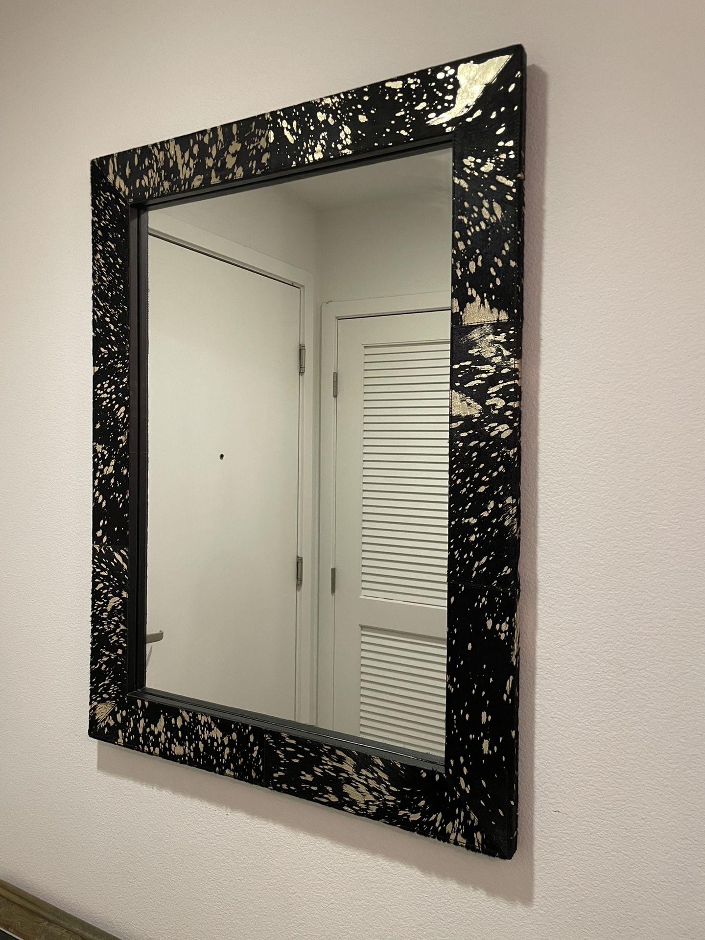 Restoration Hardware RH Black & Gold Cowhide 30 X 40 Wall Mirror
