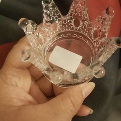 Cute Small Crystal Crown Candle Holder 