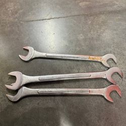 Lot 3 Large SAE Open End Wrenches 1-3/4 1-7/8 2 Inch Heavy Duty Industrial