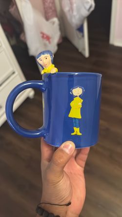 Coraline Blue Ceramic Mug with 3D Figure