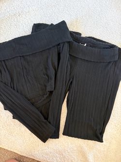 Black Ribbed Two-Piece Set