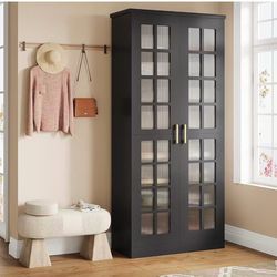 J0483 new assembled Tall Shoe Cabinet with Doors, 8-Tier Shoe Storage with Adjustable Shelves, Modern Shoe Organizer Shoe Rack Cabinet for Entryway, H