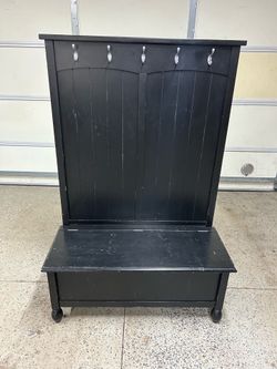 Black bench and coat rack with storage