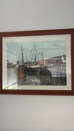 Framed Harbor Scene Art Print