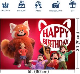 Turning Red Panda Happy Birthday Party Backdrop