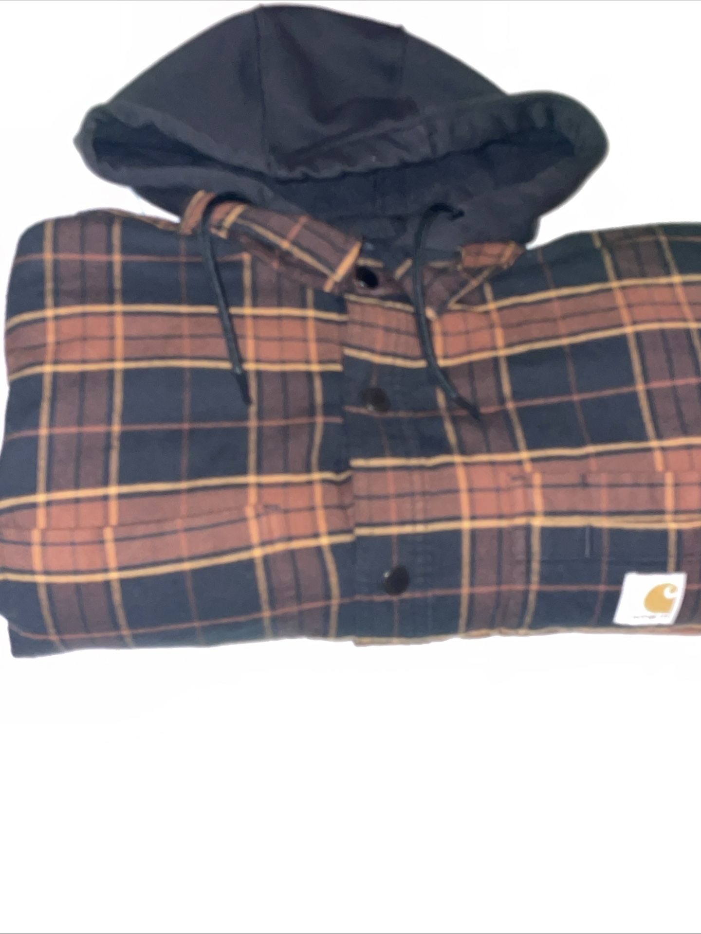 Rugged Flex Relaxed Fit CARHARTT Flannel Fleece Lined Hoodie Shirt JAC -  Size L