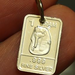 .999 Fine Silver Pharaoh Charm / Pendant - 1g - New - 25mm - Unisex Jewelry