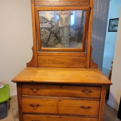 1800's Antique Eastlake Victorian Dresser With Mirror 