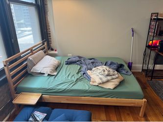 IKEA wooden bed frame queen