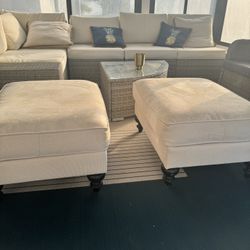 A PAIR OF OTTOMAN CREAM BEIGE COLOR CAN USE INDOOR / PATIO