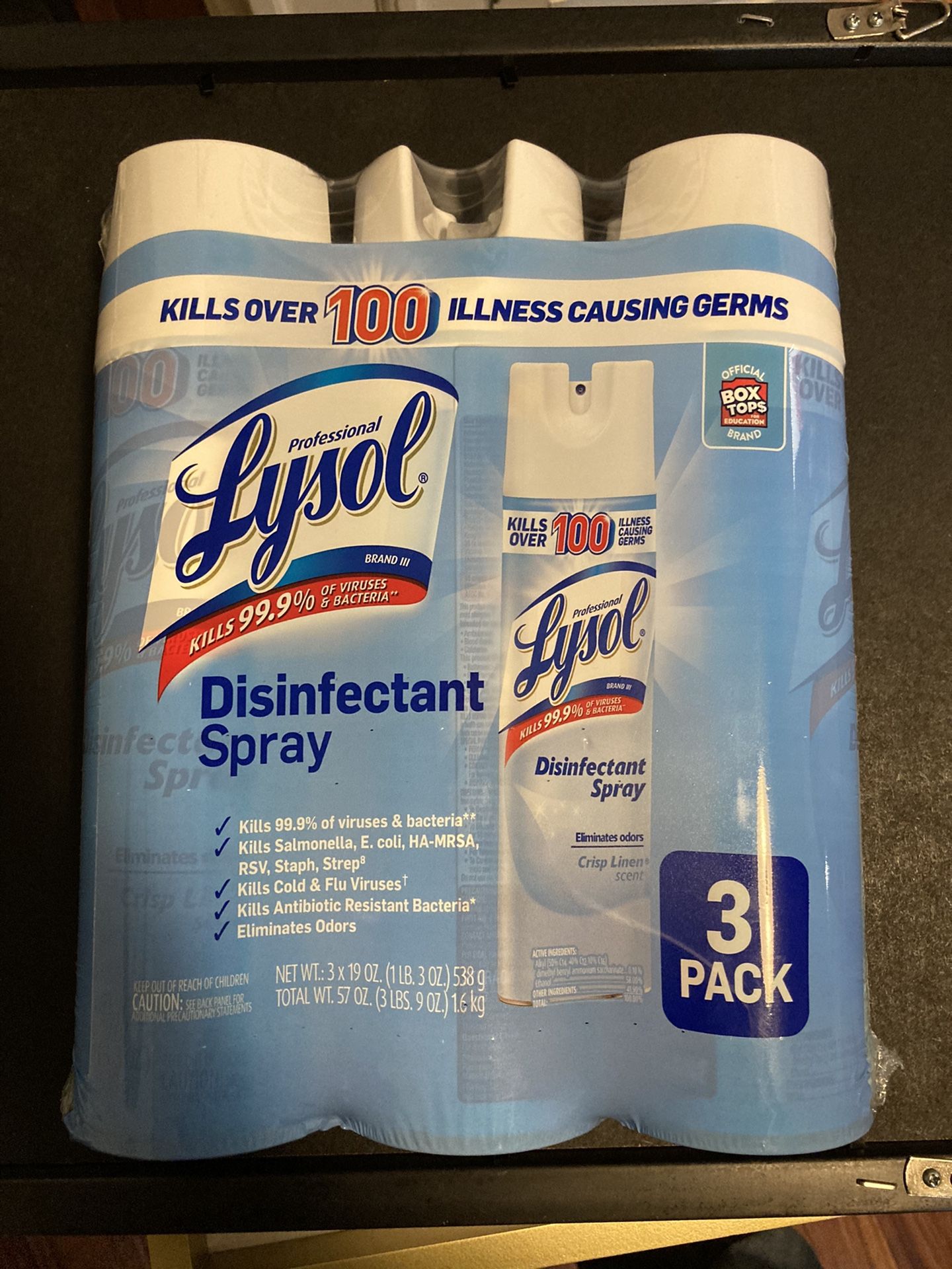Lysol Disinfectant Spray, Crisp Linen, 19 oz, 3 Count