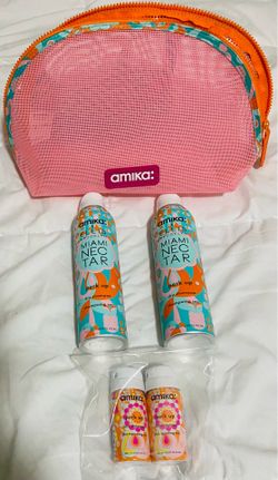 Mother's Day Gift! Amika Perk Up Dry Shampoo & Miami Nectar Set + Travel Bag- 5 Piece Set! New!