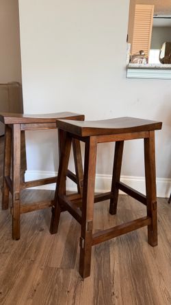 Wood Saddle Stool (set of 2)