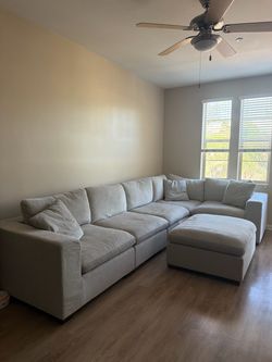 Light Gray Sectional Sofa with Ottoman (Thomasville Lowell 6 piece sectional)